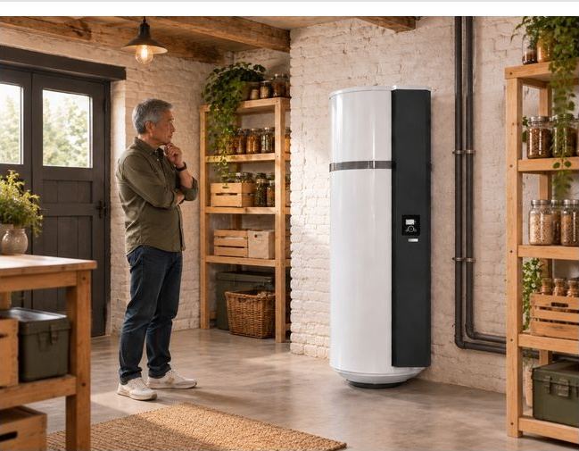 Chauffe-eau thermodynamique installé dans une arrière cuisine